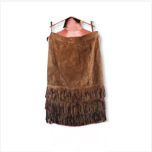 Ralph Lauren Dresses & Skirts - Ralph Lauren Suede Fringe Skirt Sz 4